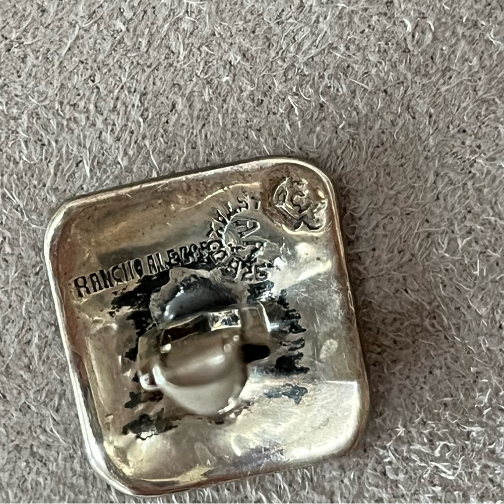 Vintage Rancho Alegre cuff links sterling silver abalone initial M, beautiful - Picture 5 of 8